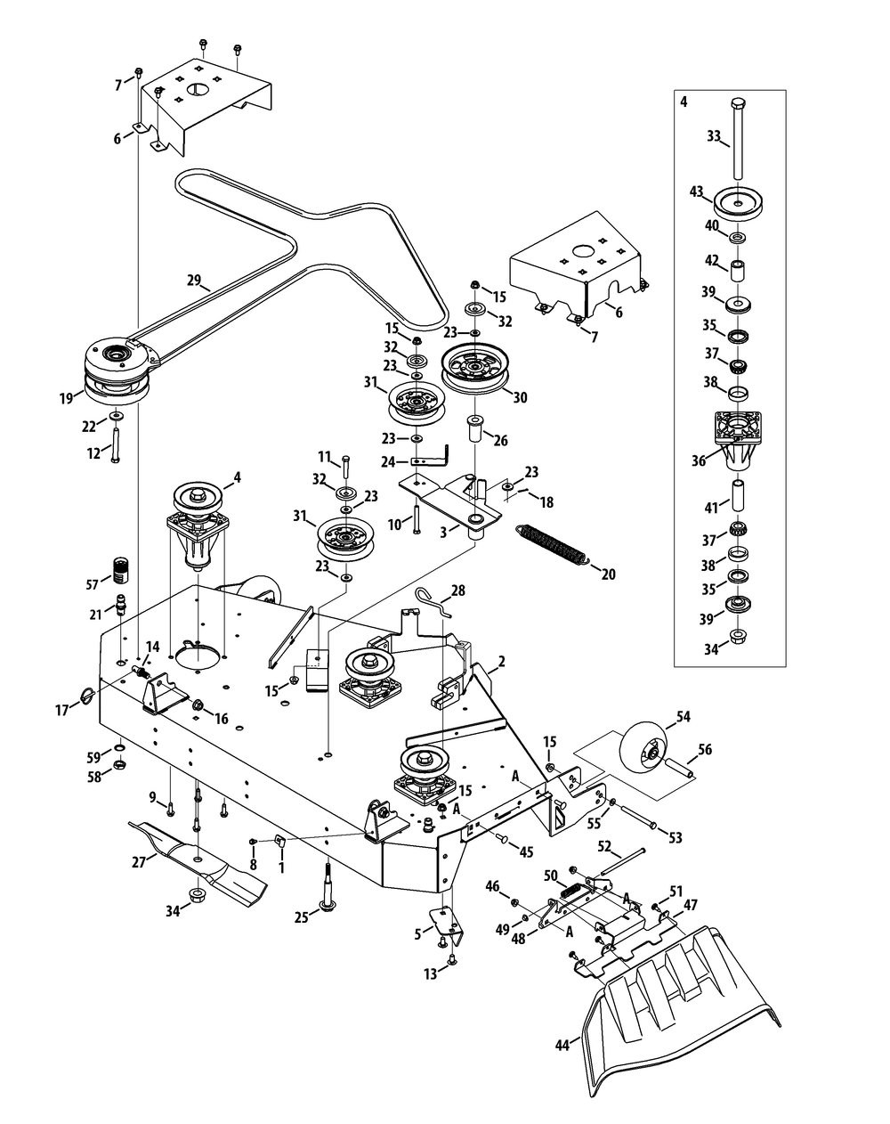 Mower Deck 48-Inch Diagram and Parts List for Z-FORCELZ48 (53ATDAGB-53ATDAGB050)(2015) Cub Cadet Lawn Tractor